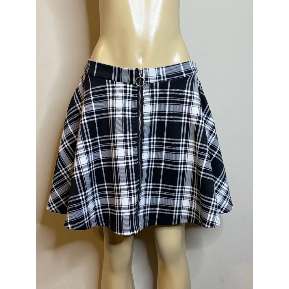Hot Topic Women's Front Zip Plaid Mini Skirt Size MD